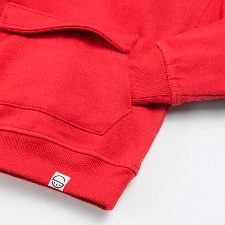 Red hooded sweatshirt