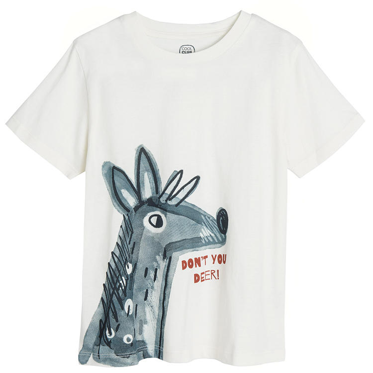 Ecru deer short sleeve blouse