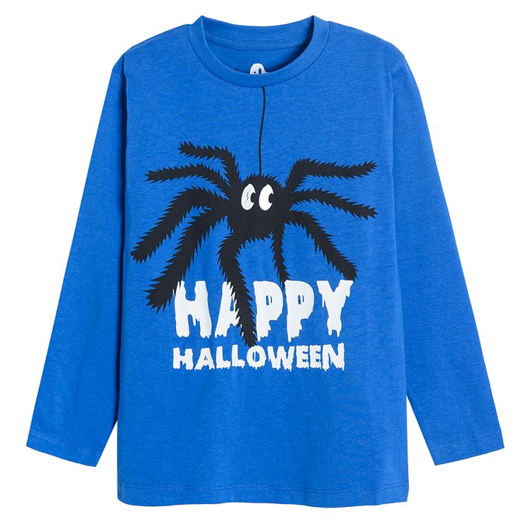 Blue Happy Halloween long sleeve blouse