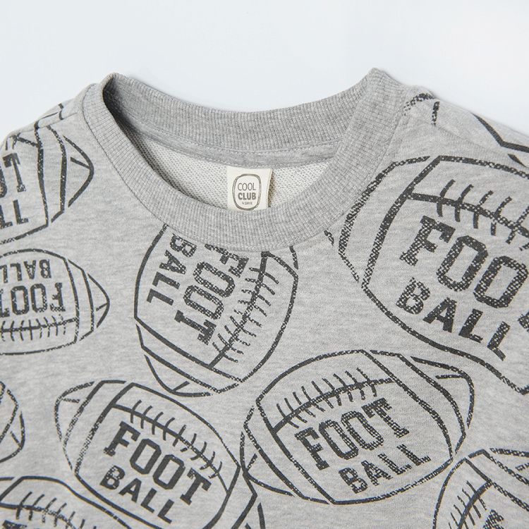 Grey melange footlball sweatshirt