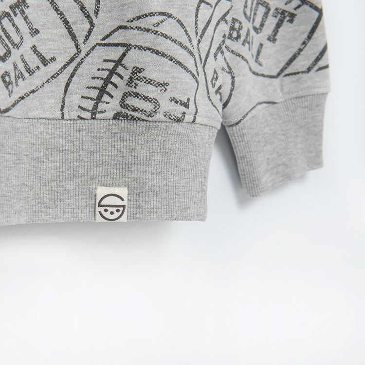 Grey melange footlball sweatshirt