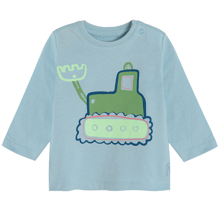 Light blue long sleeve T-shirt with truck print