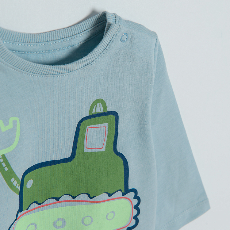 Light blue long sleeve T-shirt with truck print