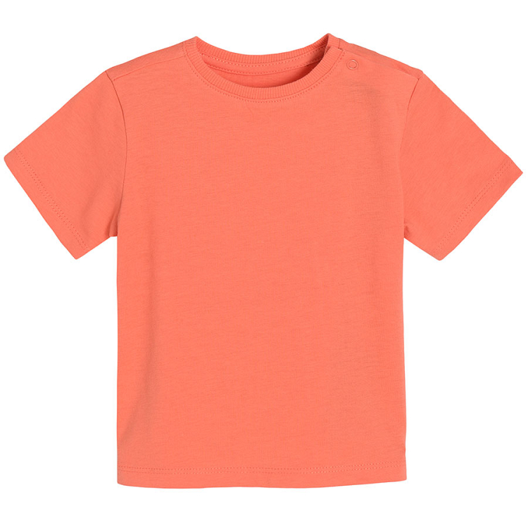 Orange short sleeve T-shirt with poppers on the shoulder