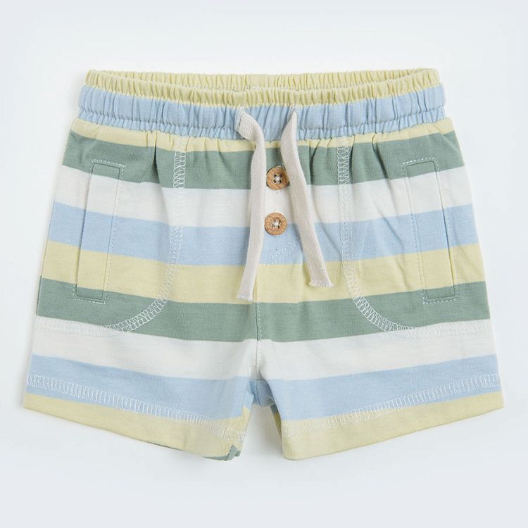 Peach and striped shorts with adjustable waist- 3 pack