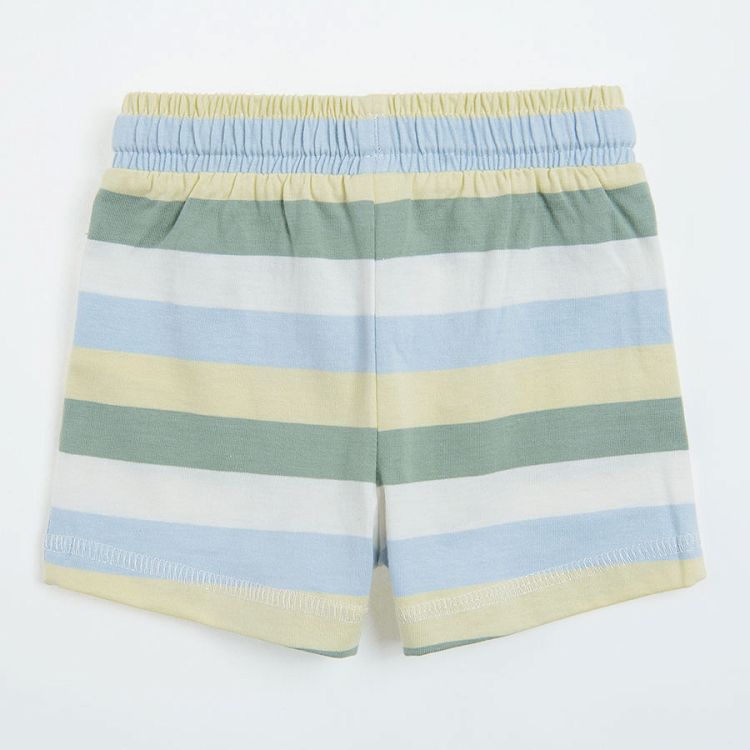 Peach and striped shorts with adjustable waist- 3 pack