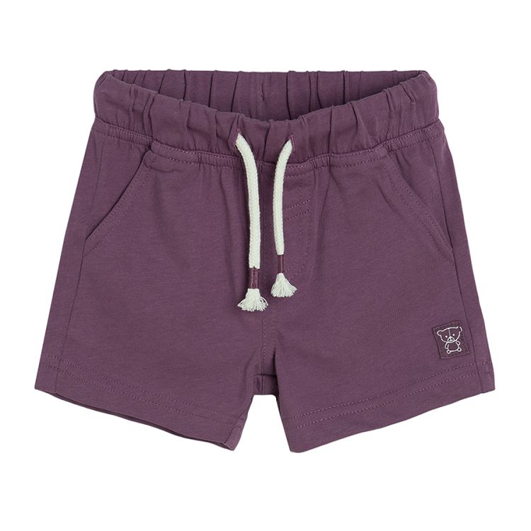 Purple shorts with adjustable waist