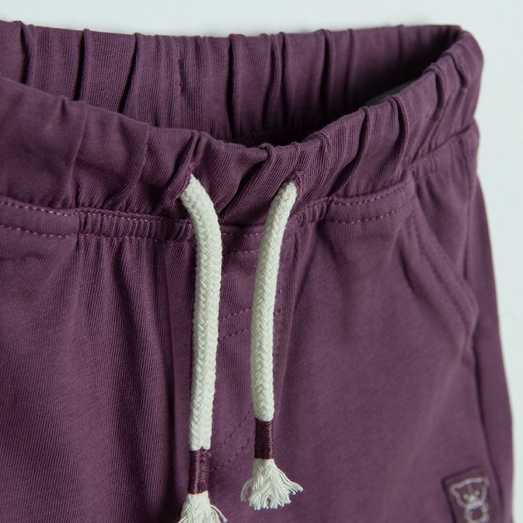 Purple shorts with adjustable waist