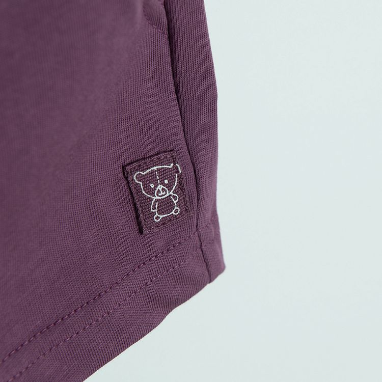 Purple shorts with adjustable waist