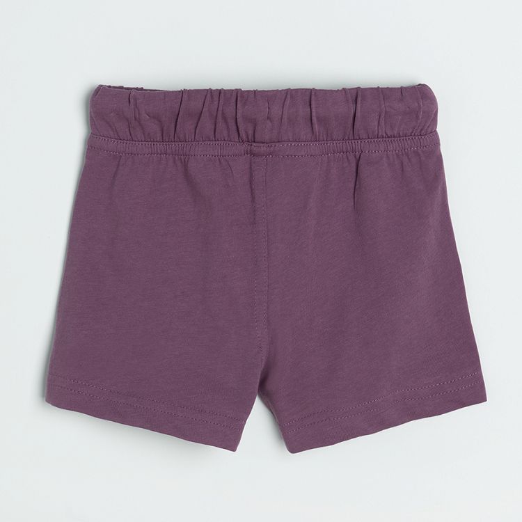 Purple shorts with adjustable waist