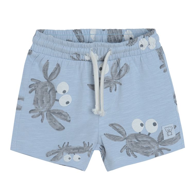 Light blue shorts sleeve T-shirt and shorts with crabs print