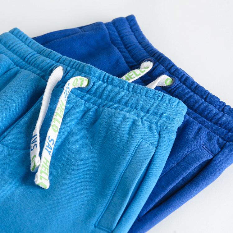 Blue and navy blue jogging pants with adjustable waist 2 pack