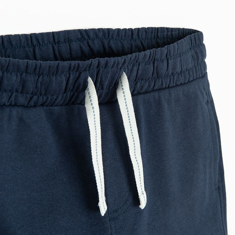 Navy blue long shorts with cord on waist