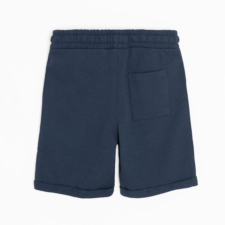 Navy blue long shorts with cord on waist