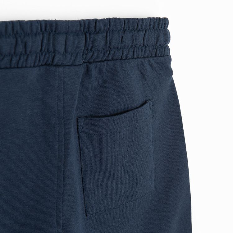 Navy blue long shorts with cord on waist