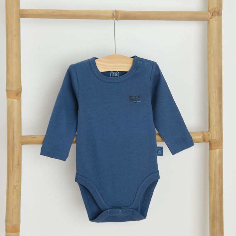 Ecru and blue long sleeve bodysuit- 2 pack