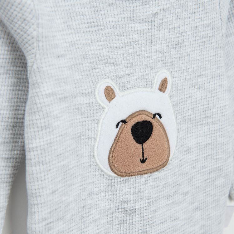 Grey long sleeve bodysuit with bear print