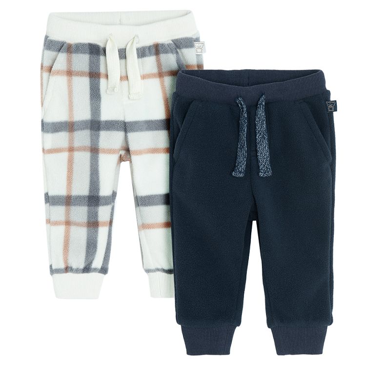 Checked and blue fleece jogging pants- 2 pack