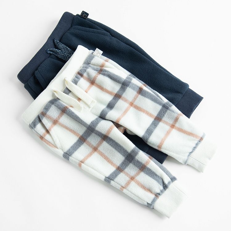 Checked and blue fleece jogging pants- 2 pack