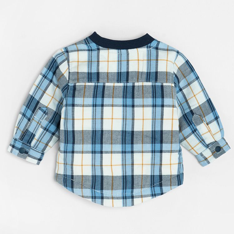 Checked long sleeve shirt with mao collar