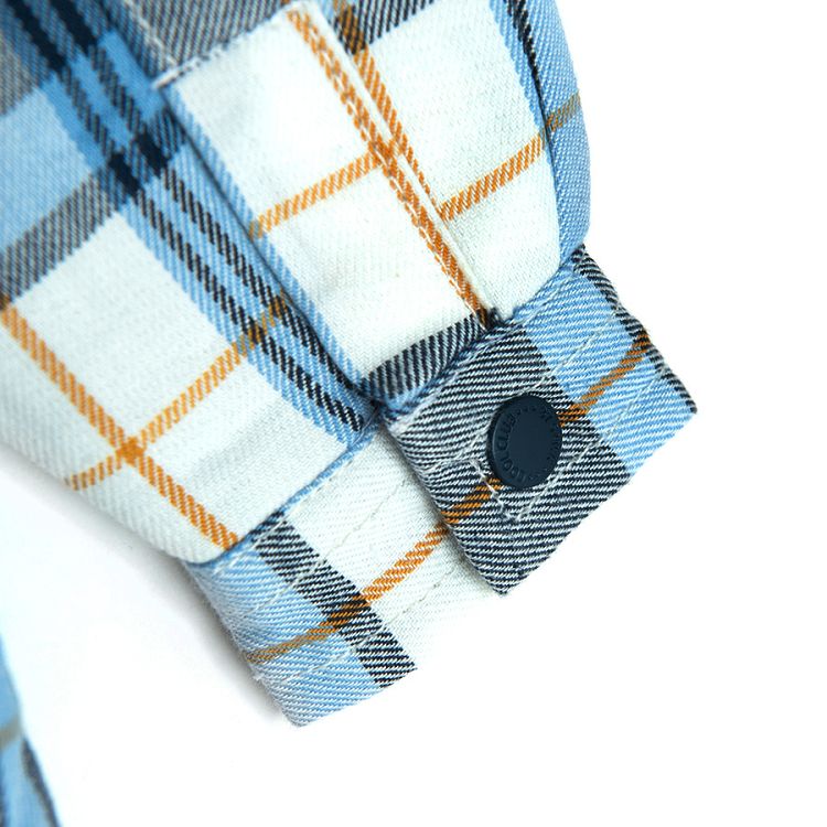 Checked long sleeve shirt with mao collar