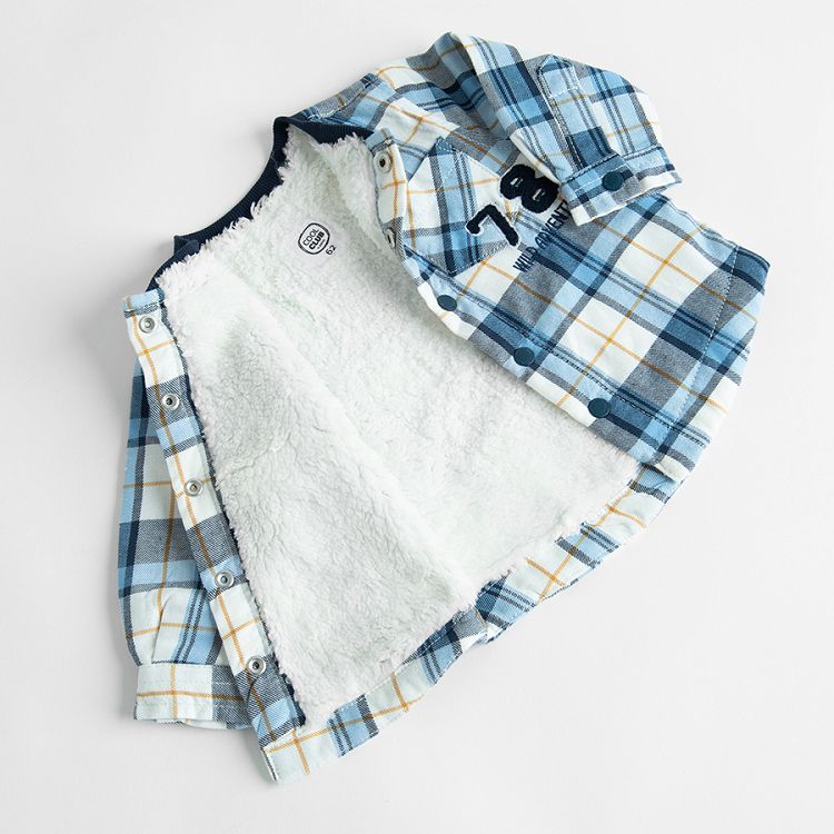 Checked long sleeve shirt with mao collar