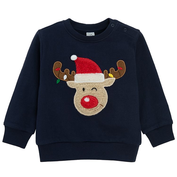 Jogging set, blue Santa raindeer sweater and red jogging pants