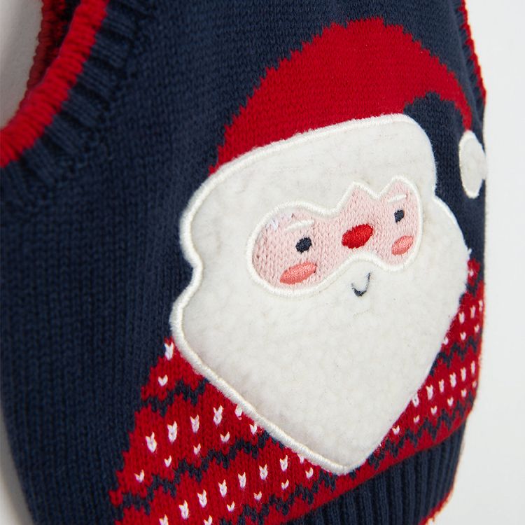 Blue vest with Santa Claus print