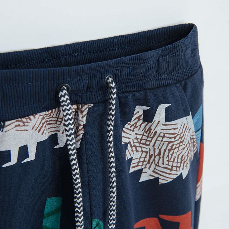 Blue jogging pants with forest animals print