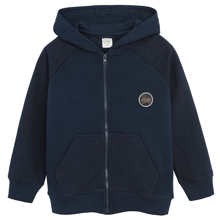 Blue hooded zip through sweatshirt