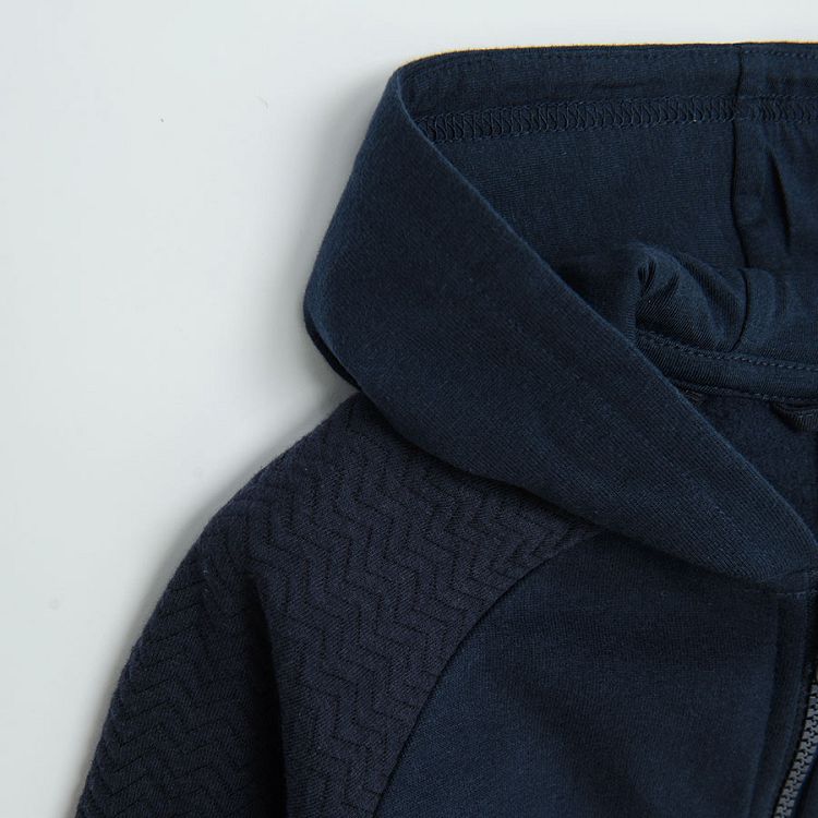 Blue hooded zip through sweatshirt