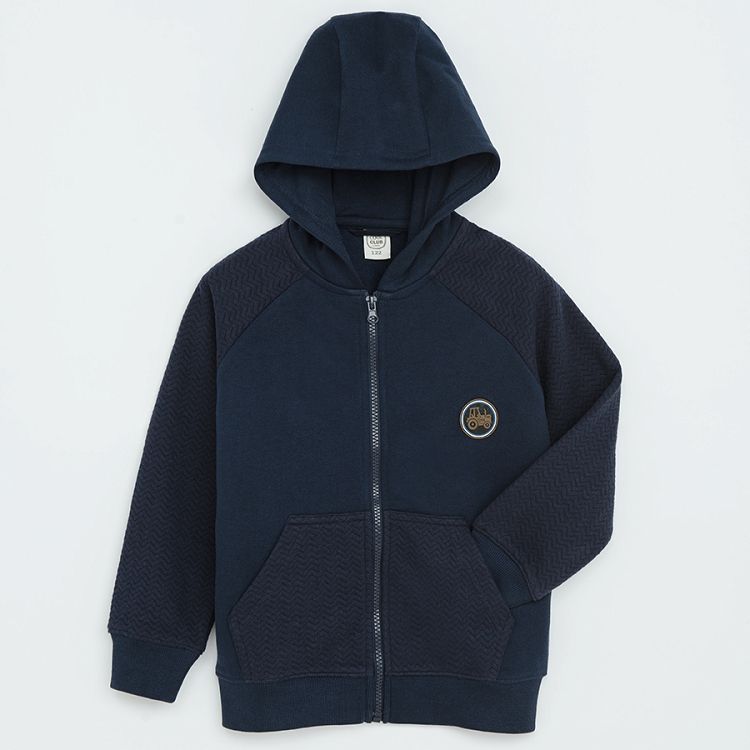 Blue hooded zip through sweatshirt