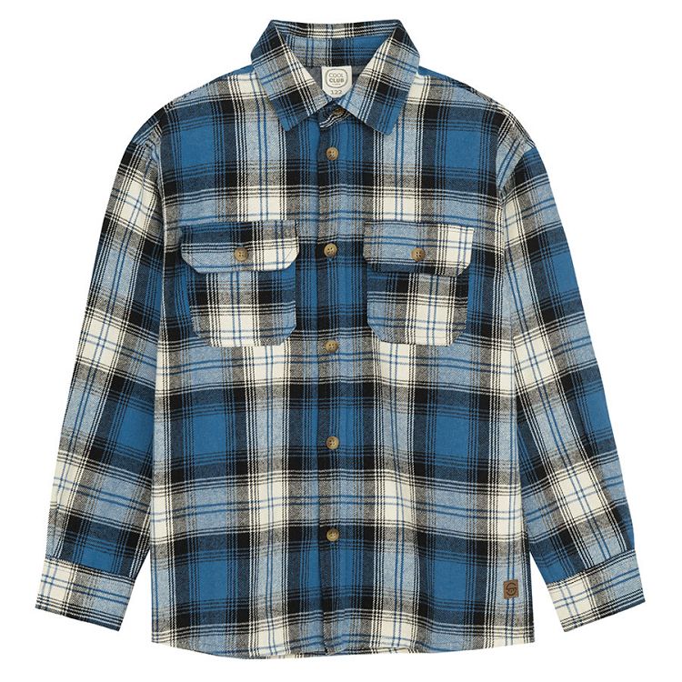 Blue checked long sleeve shirt