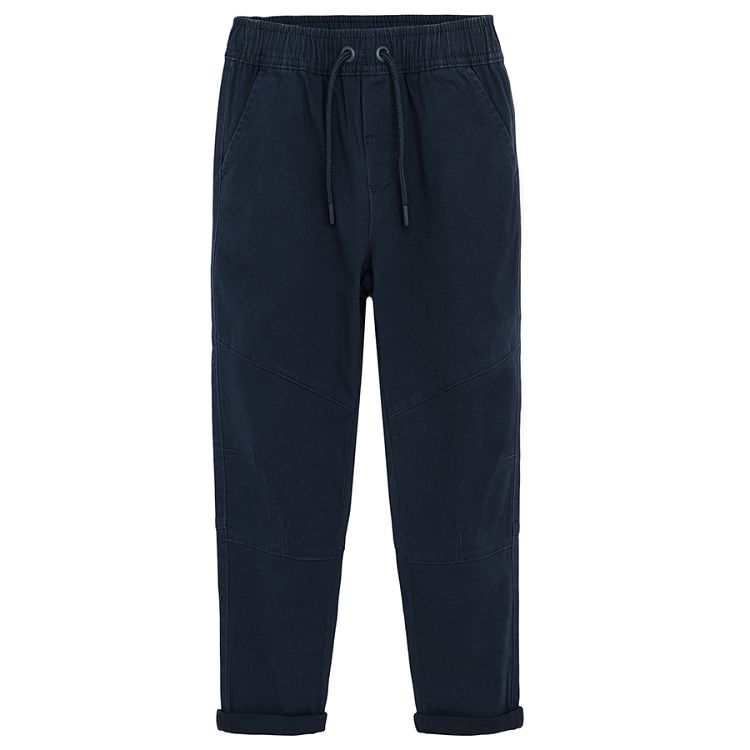 Dark blue trousers with cord on the waist