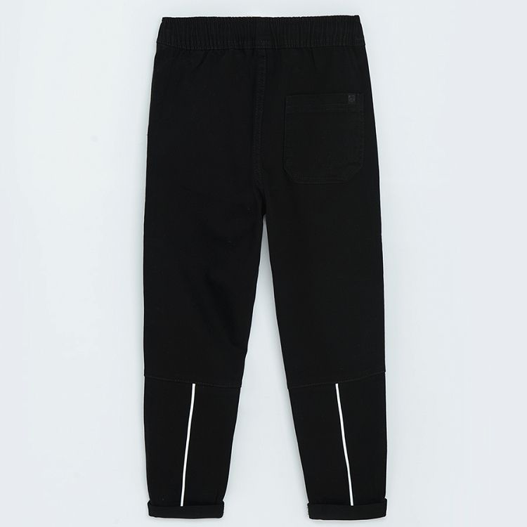 Black trousers with elastic cord on the waist