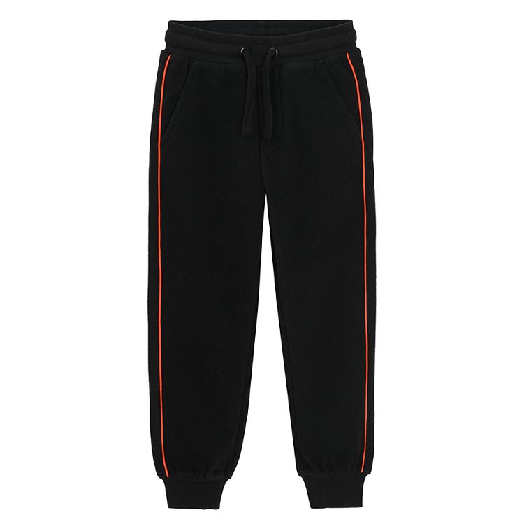 Black sweatpants with orange stripe on sale