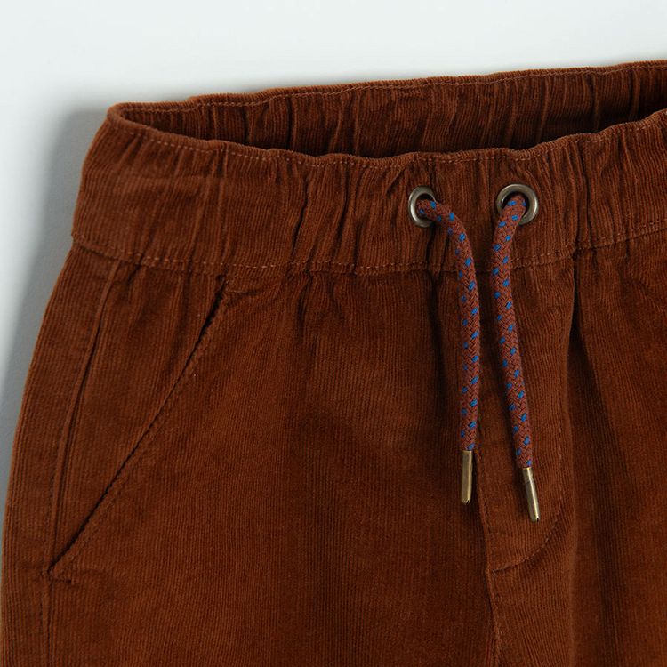 Brown trousers with corded waist