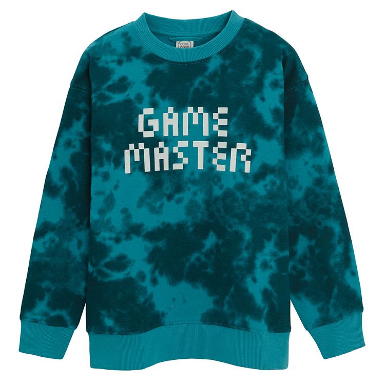 Green tie dye sweatshirt with GAME OVER print