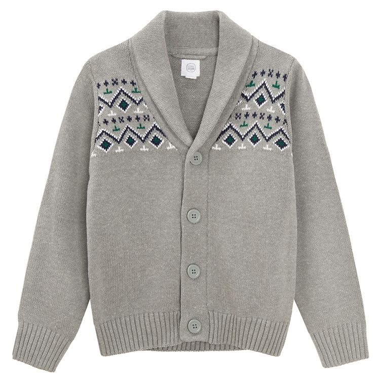 Blue fairisle cardigan with big buttons