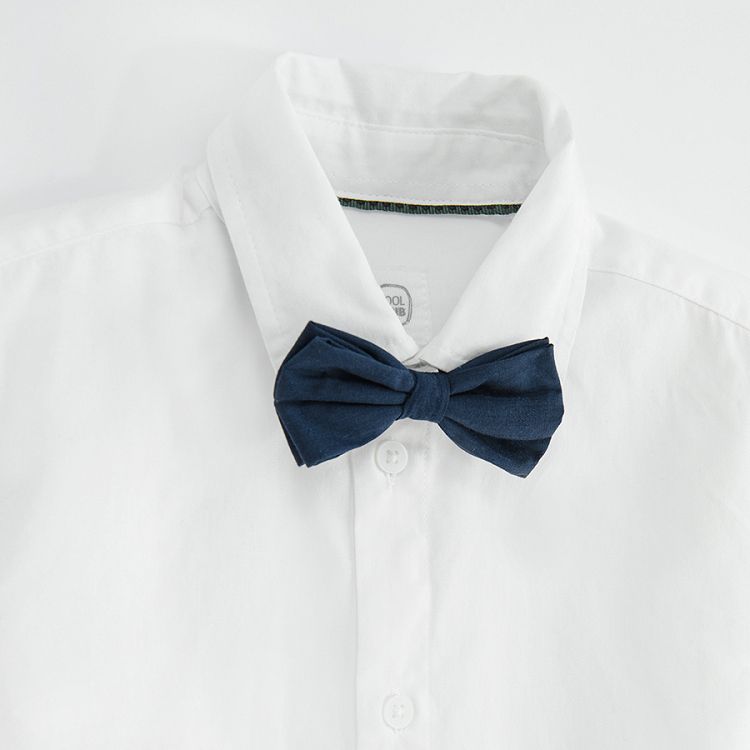 White long sleeve shirt with bow tie