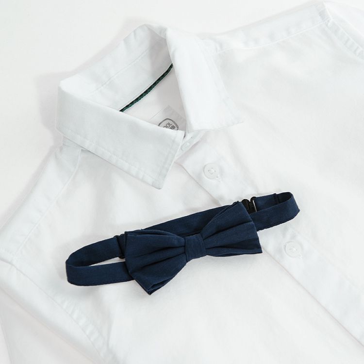 White long sleeve shirt with bow tie