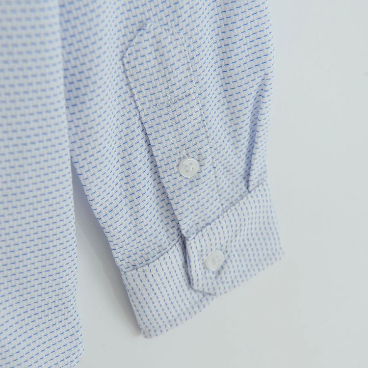 White with blue thread long sleeve button down shirt