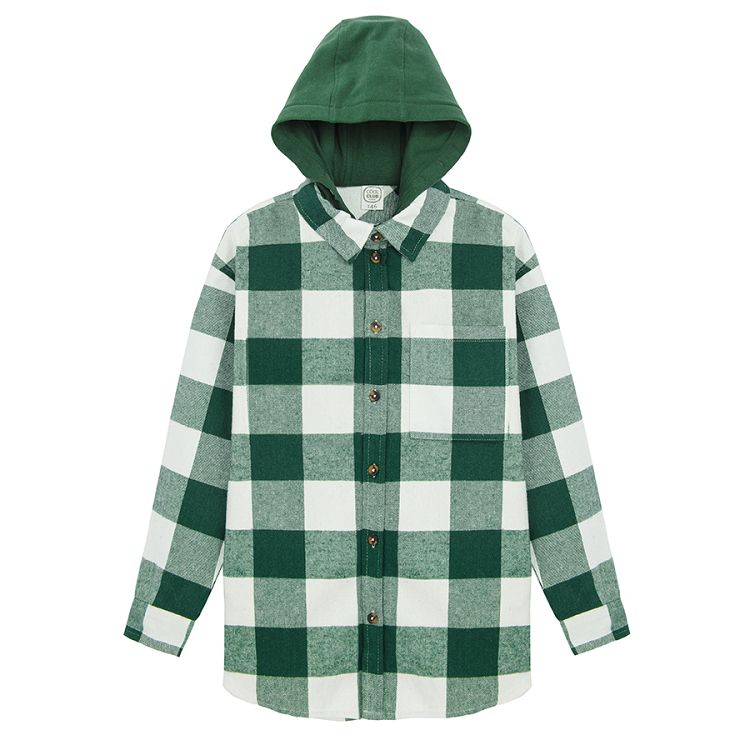 Green checked long sleeve shirt