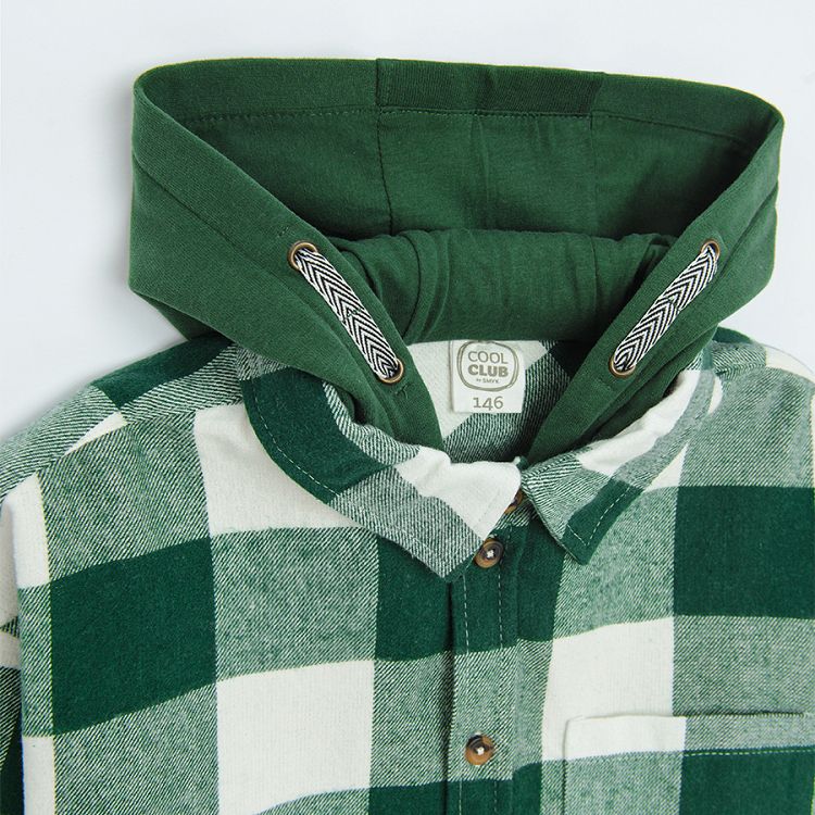 Green checked long sleeve shirt