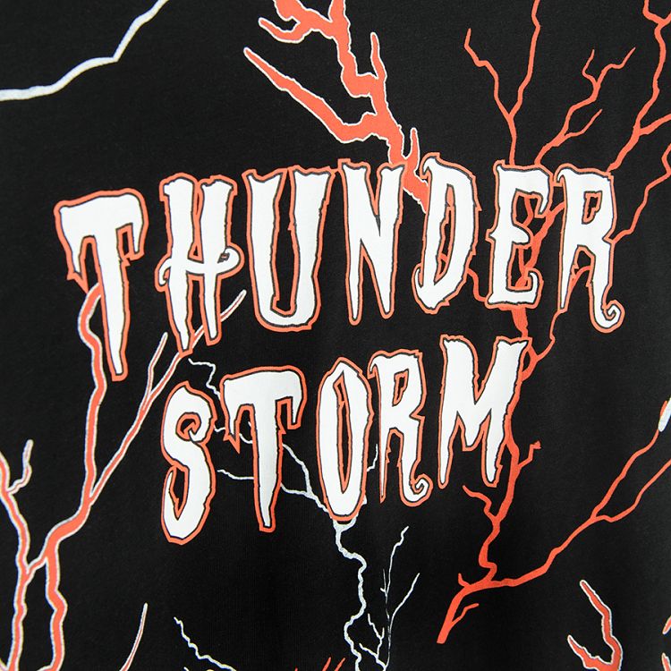 Black long sleeve blouse 'THUNDER STORM with lightening print