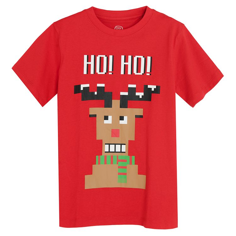 Red short sleeve raindeer