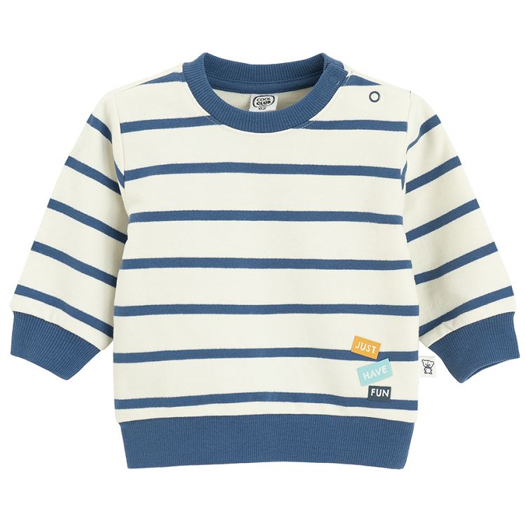 Blue and white stripes sweatshirt and yellow sweatpants- 2 pieces