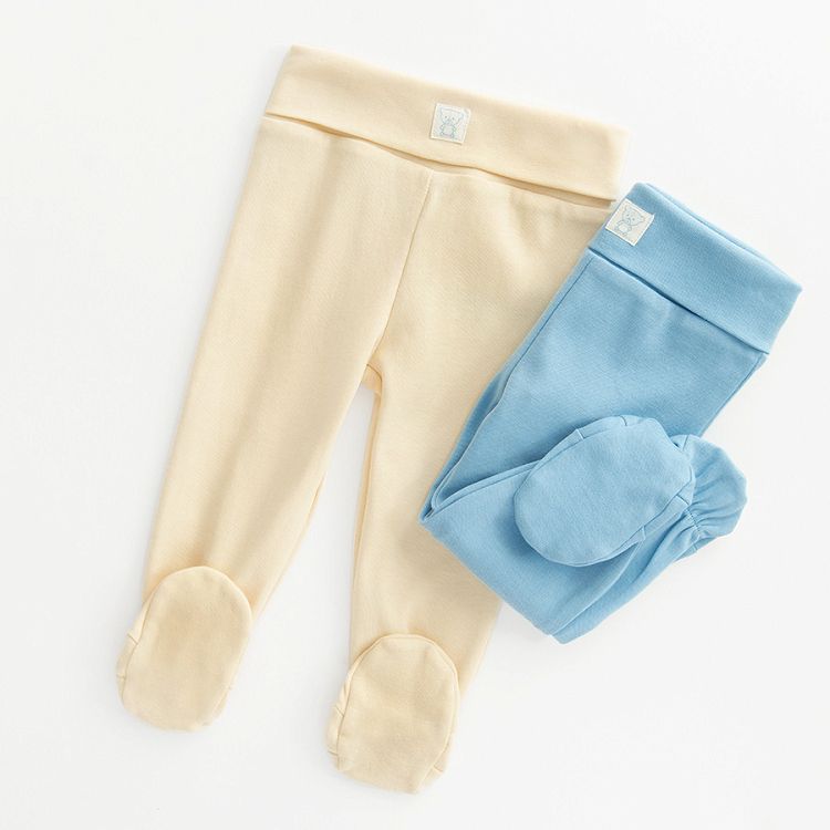 White and blue footed leggings