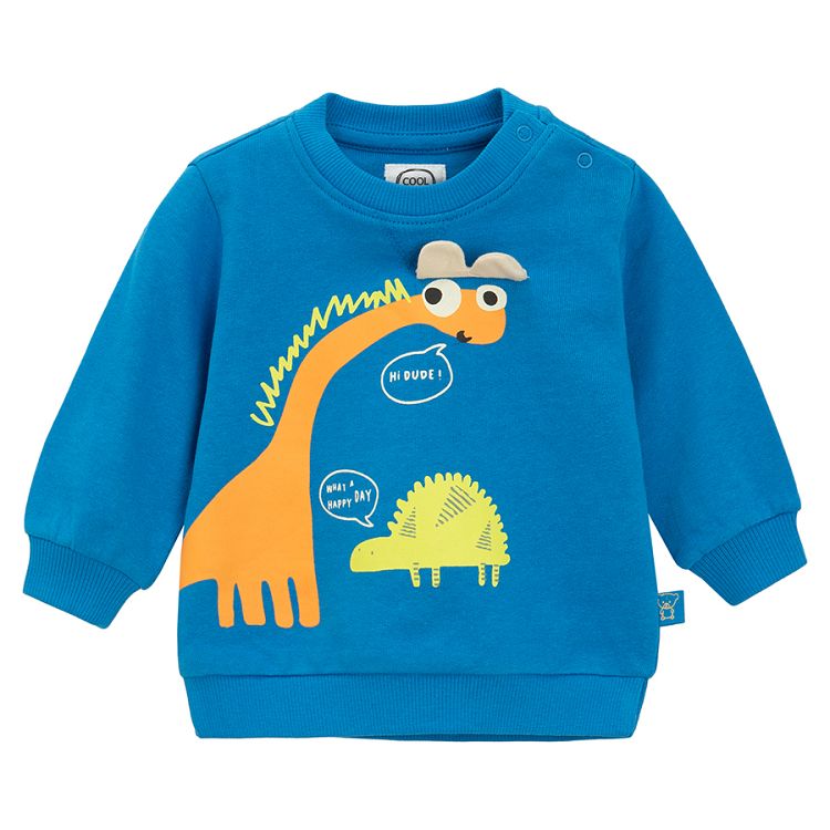 Blue sweatshirt with dinosaurs print