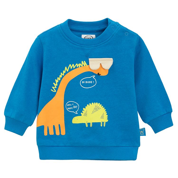 Blue sweatshirt with dinosaurs print